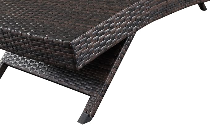 PE Rattan Adjustable Backrest Chaise Lounge Set 4 with 1 Side Table, Outdoor Pool Recliner Patio Chairs Lounge Chair Set 4 with 1 Coffee Table for Outside Beach Poolside Sunbathing