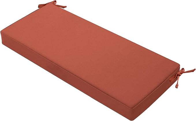 Favoyard Outdoor Bench Cushion 48 x 18 Inch Waterproof Patio Furniture Cushions 3-Year Color Fastness Garden Sofa Settee Couch Swing Pads with Handle and Attach Ties, Spice