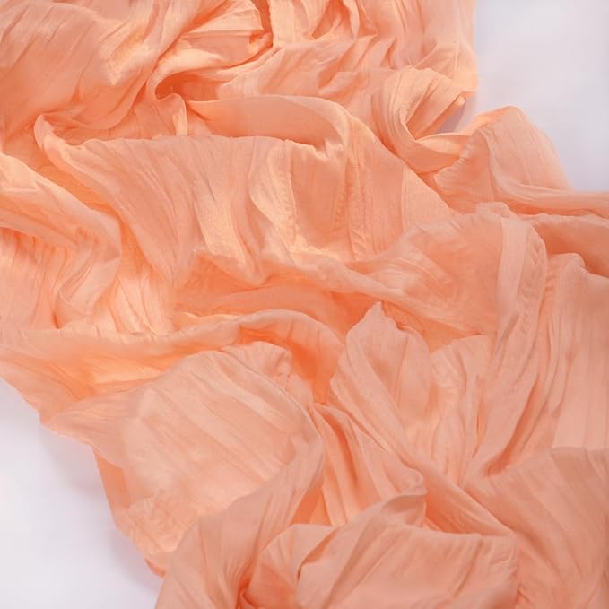 MLMC 3 Pack Peach Cheesecloth Table Runner 10ft Rustic Gauze Cheese Cloth Table Runner 35x120 Inches for Wedding Bridal Baby Shower Party Decor