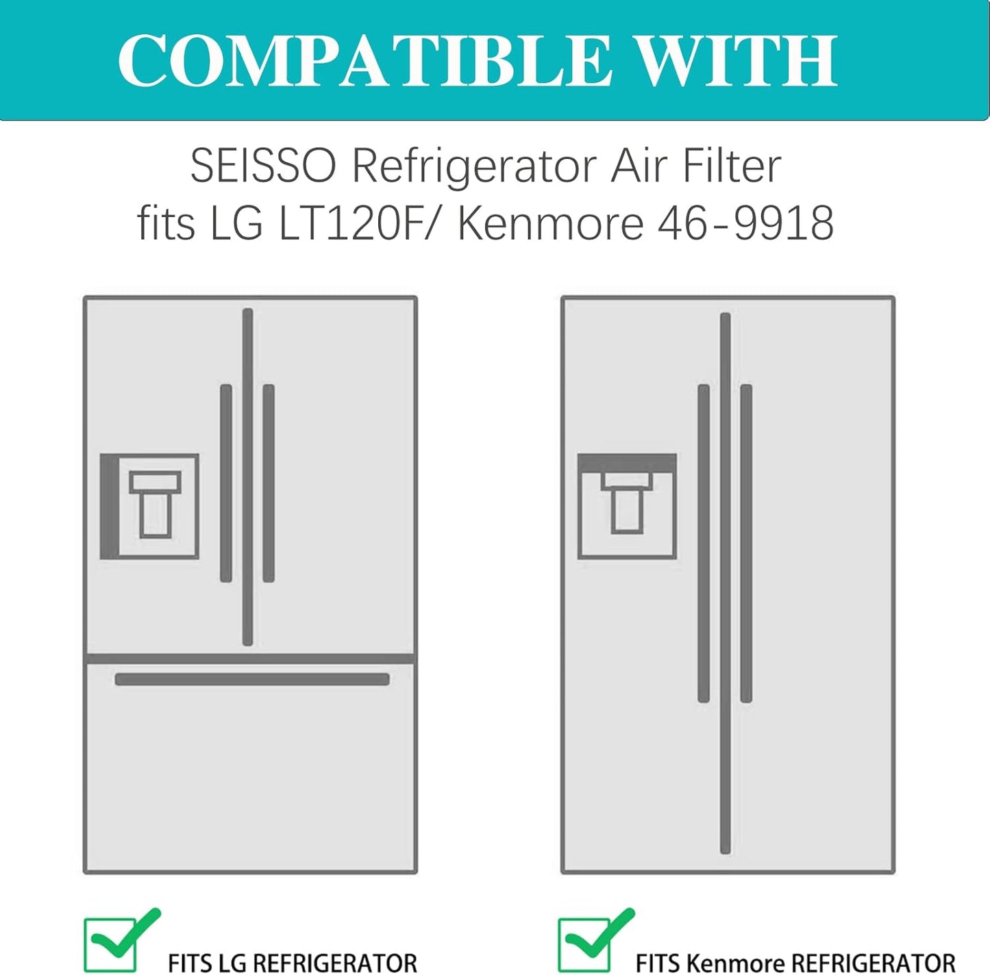 SEISSO LT120F Fresh Refrigerator Air Filter Replacement for LG, Compatible with Kenmore - Freshen up Refrigerator Air, Absorb Odors - 3 Packs