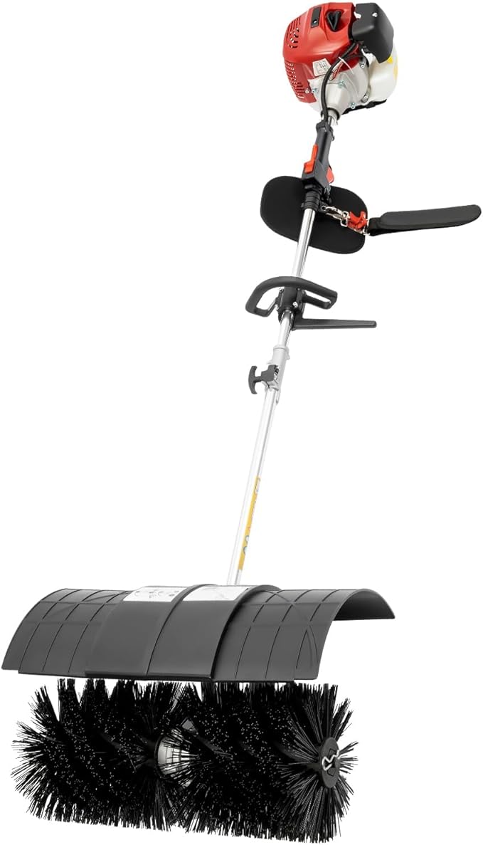 2-Stroke Gas Powered Sweeper Broom, 52CC 2.3HP Gas Hand Held Sweeper with 20.5in Sweeping Brush, 1700W Artificial Lawn Sweeper Cleaner Tools for Cleaning Turf Snow Road Driveway