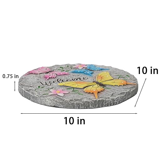 Butterfly Garden Stepping Stones Outdoor - Decorative Cement Pathway Pavers with 3D Butterfly Design Lawn Garden Décor Unique Gardening Gift for Grandma 0.75 * 10 * 10 Inch