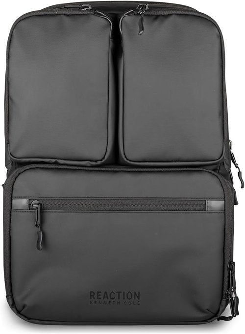 Kenneth Cole REACTION Travel Laptop Backpack - 17-Inch Coated Polyester - Stylish Black Design