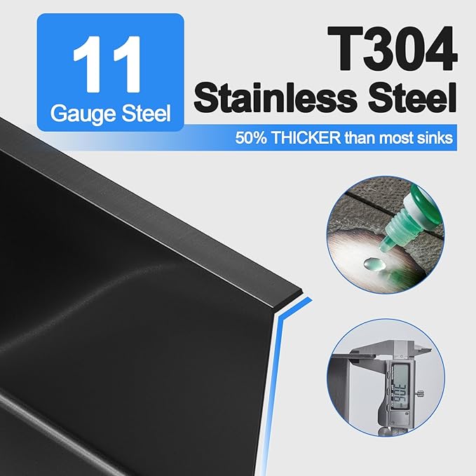 23x18 Inch Kitchen Sink, Handmade 304 Stainless Steel Sink, 9" Deep Single Bowl with Brushed Finish, Topmount with 2 Holes, R10 Tight Corner, for Modern Kitchen/RV/Outdoor Sink