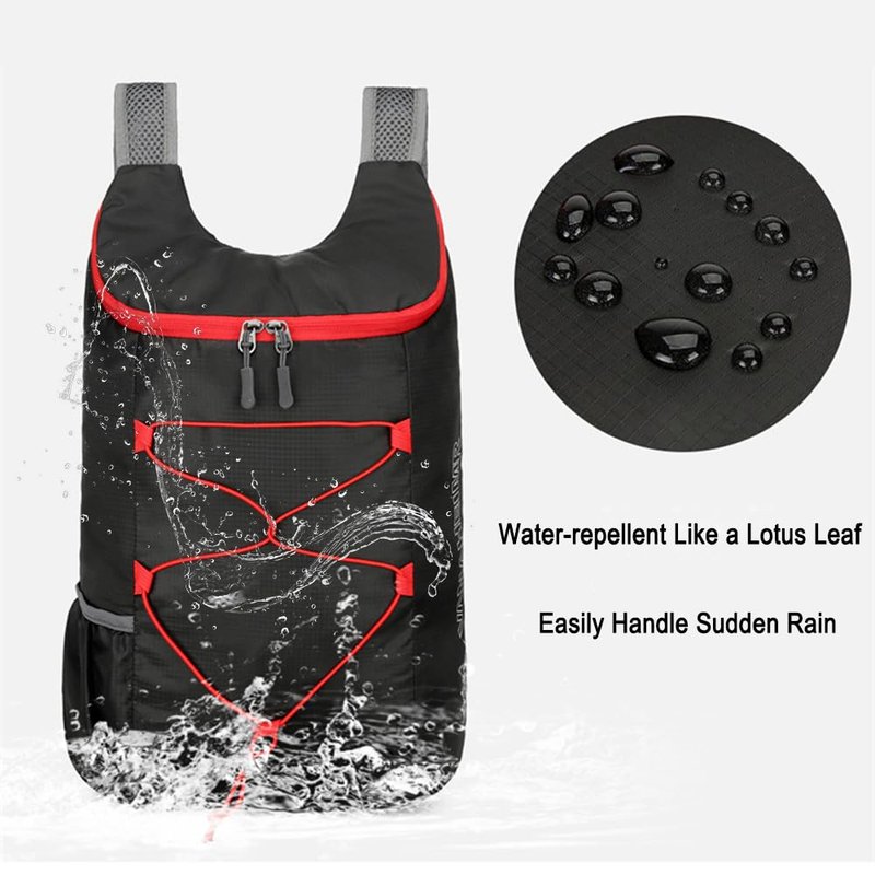 Xanaluyu Lightweight and Thin Foldable Backpack, Climbing Bag, Hiking Daypack,15L Waterproof Travel Packable Rucksack (Black)