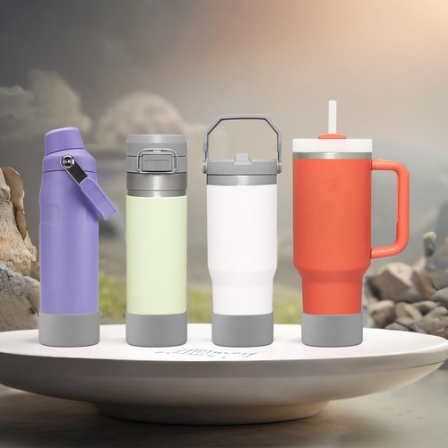 2Pcs Silicone Boot Sleeve for Stanley IceFlow Fast Flow Water Bottle 24oz,Silicone Boot Bumper for Stanley Quencher 40oz,for IceFlow 20oz 30oz,for Quick Flip GO 24oz Bottle（Thickened） (Gray)