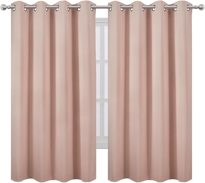 LEMOMO Blush Blackout Curtains 66 x 63 Inch Length/Set of 2 Curtain