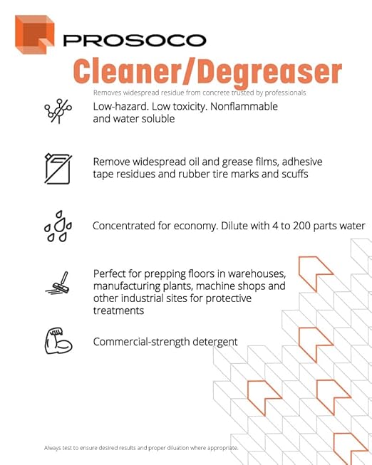 PROSOCO Cleaner/Degreaser | Removes widespread oil and grease films, adhesive tape residues and more from concrete floors - Trusted by Professionals (1-Gallon)