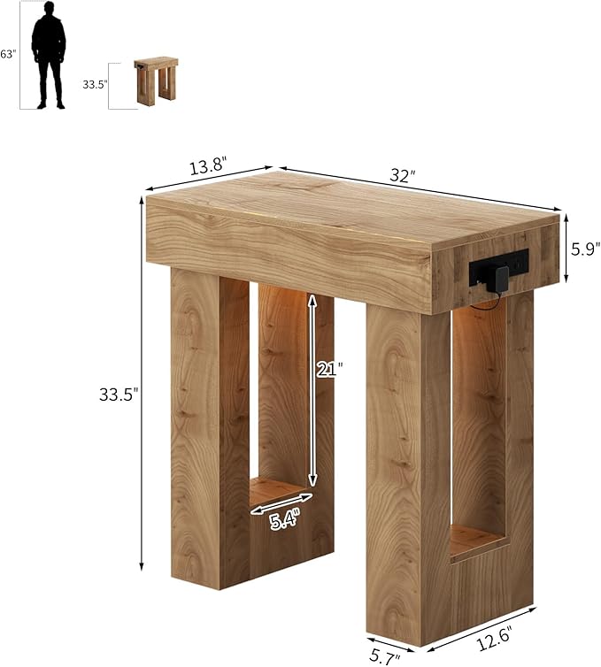 Unikito 32" Entryway Table with Socket and Sensor Light, Narrow Console Table with Storage Behind Couch, Farmhouse Entryway Table for Hallway, Behind The Couch, Living Room, Foyer