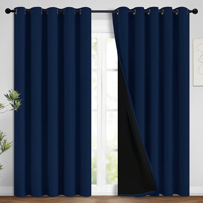 Yakamok 100% Blackout Lined Panels, Room Darkening Thermal Insulated Blackout