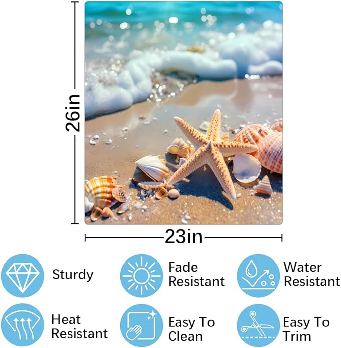 Dishwasher Magnet Cover Sea Beach Starfish Seashell Reusable Dishwasher Magnetic Cover Sticker Decorative Dish Washer Door Cover Panel for Home Kitcen Appliance