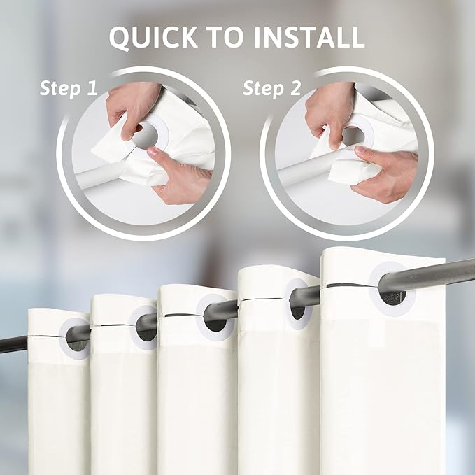 Furlinic No Hook Stall Shower Curtain 36 x 72 Inch,Small Narrow Fabric Waterproof Bathroom Curtain,Modern Hotel Style with 4 Plastic Grommets,Machine Washable,Beige
