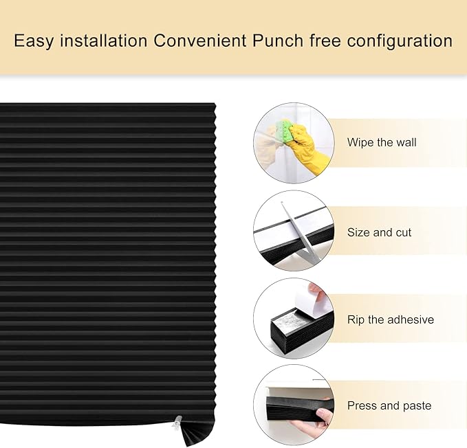 Window Blinds Cordless Blackout No Drill Cut to Size Clip On Stick On Self