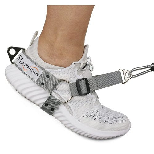 Glute Workout Kickback Strap – Booty Building and Workout Trainer – Home and Gym Leg Resistance Booty Bands for Cable Machines (Gray, Pair Pack)