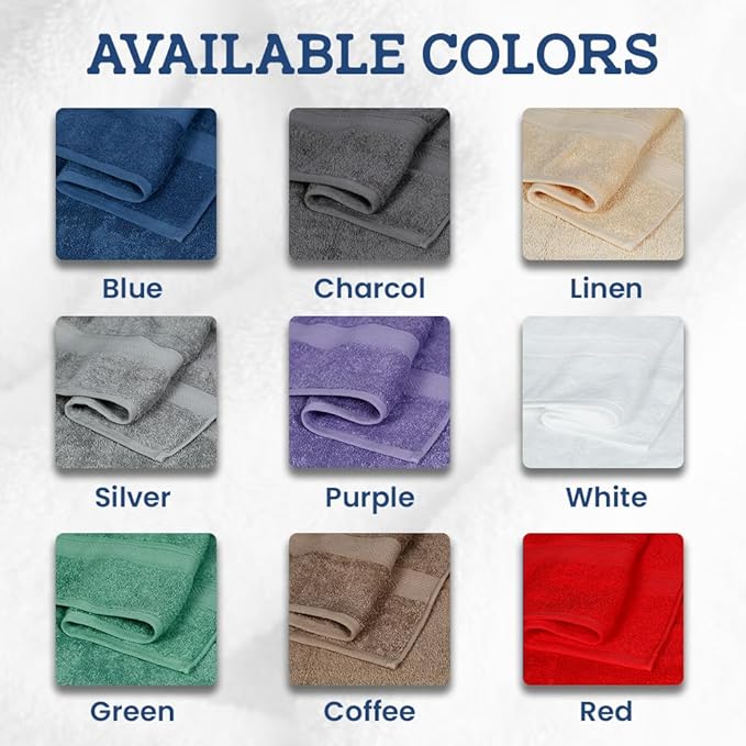 Casa Lino 100% Cotton Bath Towels Set of 4 (1 Bath Towel, 1 Hand Towel & 2 Wash Cloths) - Bathroom Towels and Washcloths Set - Complete Bathroom Set - Guest Room Essentials - (Linen Brown)