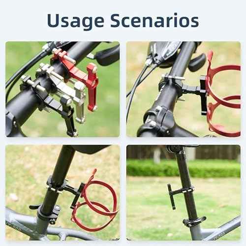 Adjustable Bike Water Bottle Cage Adapter,Anodized Aluminum Alloy Mount for Handlebars Seatposts,Universal Adapter for MTB/Road/E-Bike/Kids Bike, Includes Hex Wrench Anti-Slip Spacers (1, Black)