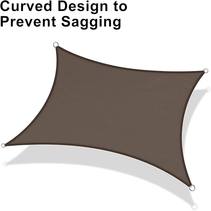LOVE STORY Custom Size 4'x4' Brown Sun Shade Sail Rectangle UV Block Canopy Patio Sail Sunshades Fabric for Outdoor Garden Carport (We Make Custom Size)
