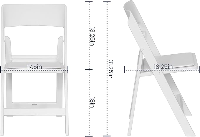 Flash Furniture Hercules Tucker Commercial White Resin Folding Chair - Lightweight, Vinyl Padded Removable Seat, Indoor Outdoor Use, Event & Wedding Ready, Set of 2