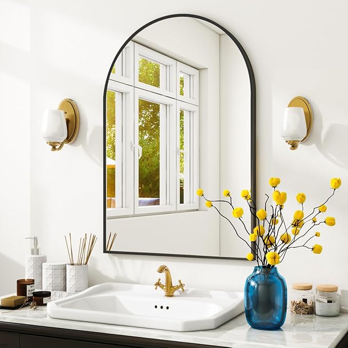 VooBang Arched Wall Mirror, 26 x 41 inch Arch Bathroom Mirror, Wall Mounted