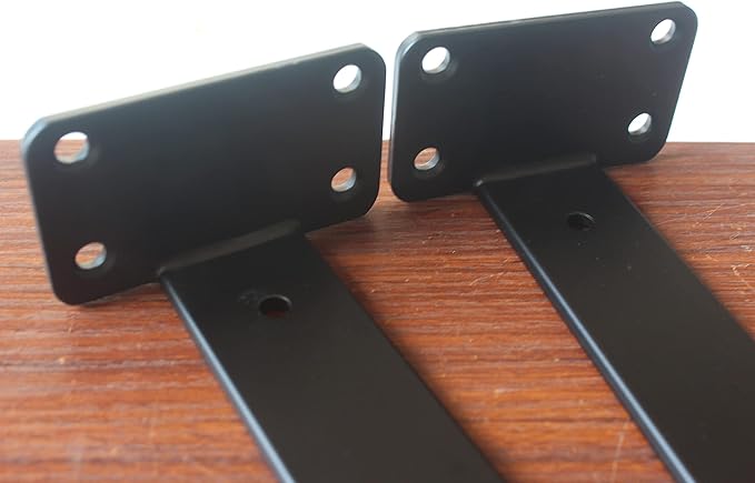 8 Pack - 6 inch Black Hidden L Shelf Bracket Iron Floating Shelf Brackets