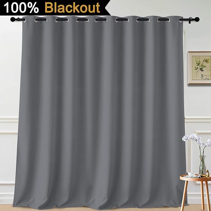 Yakamok 100% Blackout Thermal Insulated Grommet Curtains, Noise Reducing