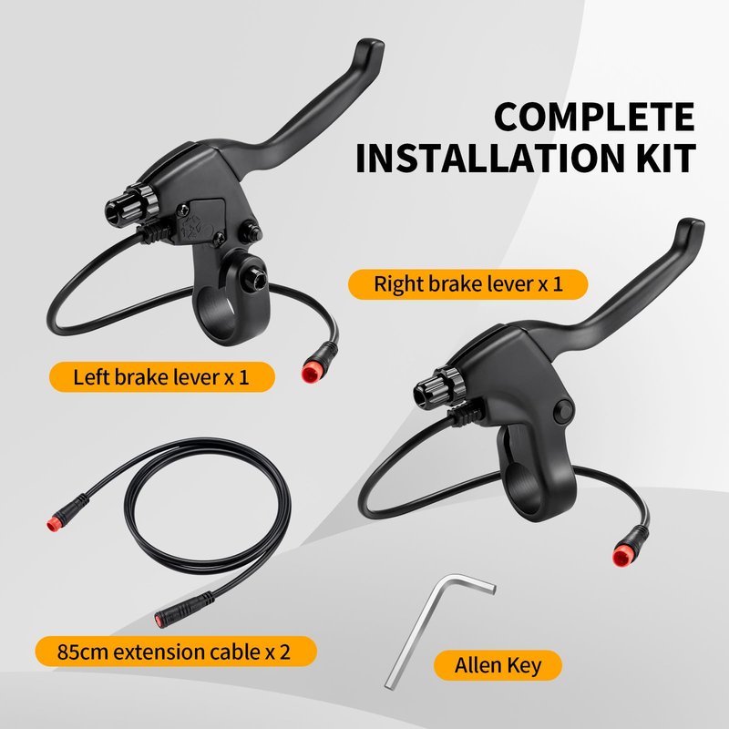 Zeekpowa Ebike Brake Levers 2 Pin Connector 2 Wires Left & Right Electronic Brake Lever for Electric Bicycle E-Bike Scooter (1 Pair)