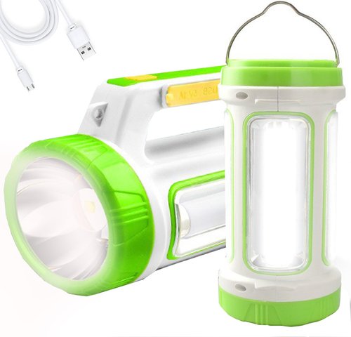 LED Searchlight, Solar Rechargeable Super Bright 10000LM Handheld Spotlight Lantern, Multifunctional LED Lamp Camping Flashlight, 5 Light Modes, IPX4 Waterproof, for Emergency