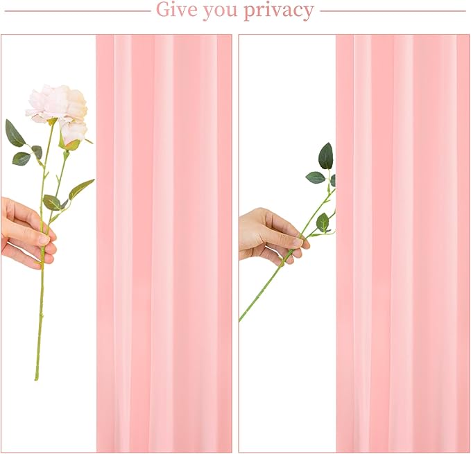 6 Panels Blush Pink Backdrop Curtain for Parties Baby Shower Wrinkle Free Pink Photo Curtains Backdrop Drapes Fabric Decoration for Wedding Birthday Party 30ft(W) x 10ft(H)