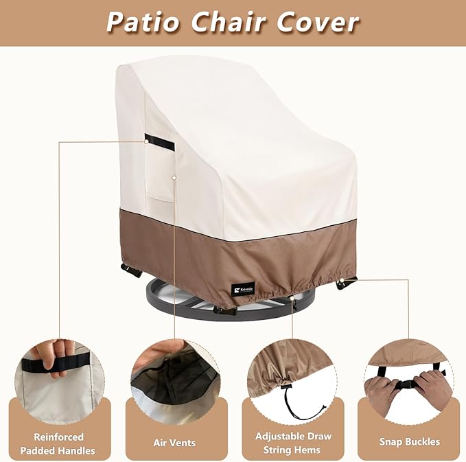 Patio Chair Covers Waterproof Outdoor Furniture Cover, All-Weather Protection Outdoor Lawn Patio Furniture Covers 4 Pack for 32" W x 35" D x 32" H, Beige ﻿