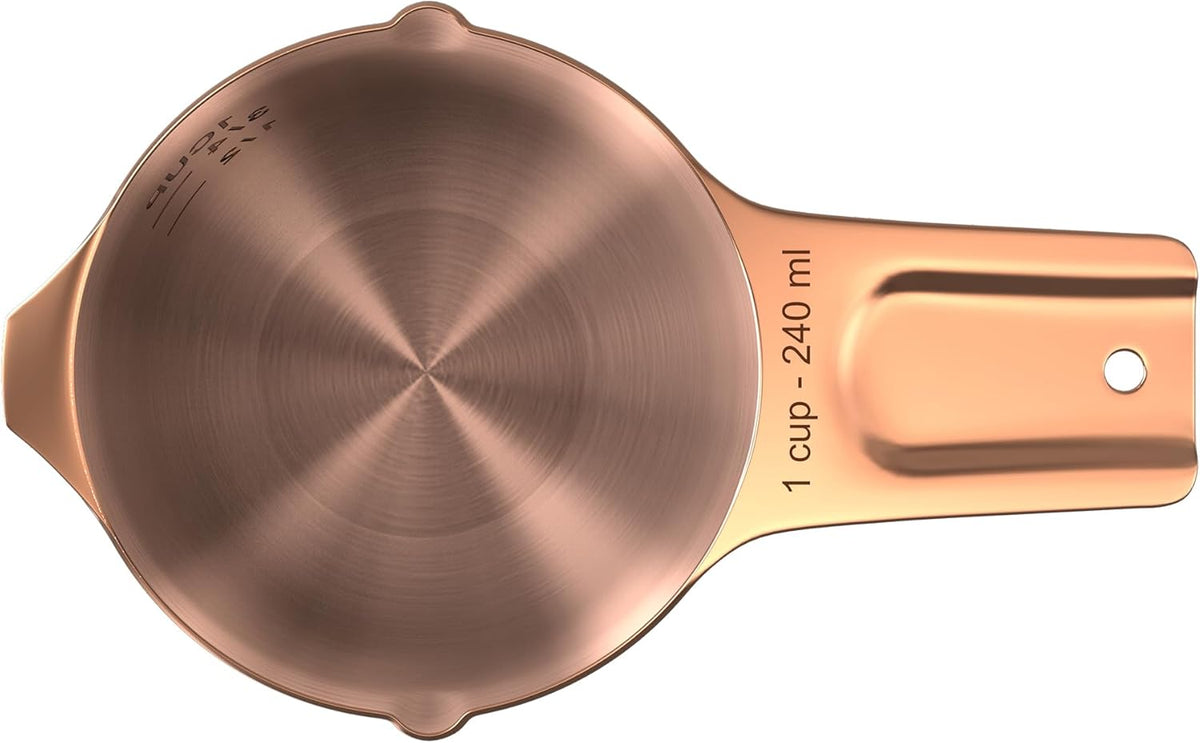 Color Up 1 Cup Measuring Cup (240 ml) – Premium Copper Stainless Steel, Accurate for Wet & Dry Ingredients, Embossed Markings, Easy-Pour Spouts, Dishwasher-Safe, Kitchen Essential