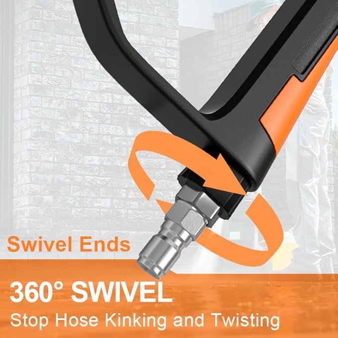 Pressure Washer Gun and Hose Kit, 50FT Kink Resistant 5/16 Power Washer Hose and Wand, 3/8" Swivel Quick Connector & M22-14mm Fitting, 4500 PSI