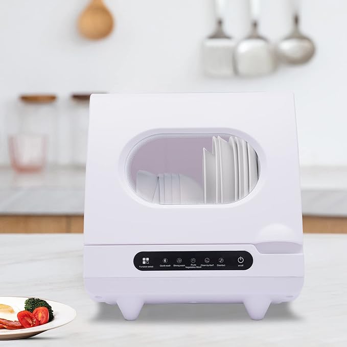 Portable Countertop Dishwasher,1.2KW Mini dishwasher with 5 Washing Programs & Basket,360° Dual Spray, Hold 2‑6 Sets Of Dishes,72℃ Rotating Spray,for Baby Care, Glass & Fruit Wash