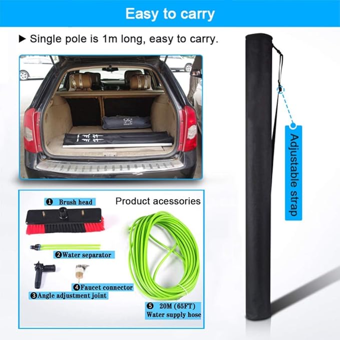 Photovoltaic Panel Cleaning, Window Clean, 3-12M Water Fed Telesbrush, Extendable Cleaner Conservatory Roof Cleaning Tools/Rod/30Cm Brush Head