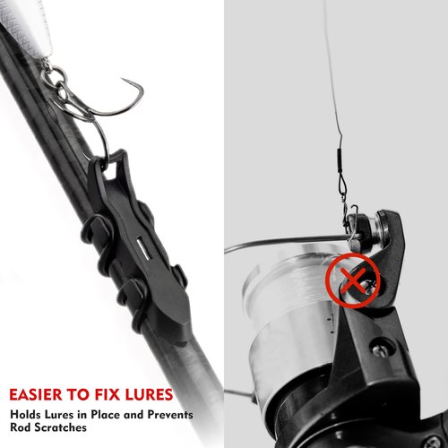 Hook Keeper for Fishing Rod, [4Pcs] Magnetic Fishing Hook Keeper, HK2F Fishing Bait Holder with 2 Sizes Rubber Rings, Fishing Hook Holder Quick Installation