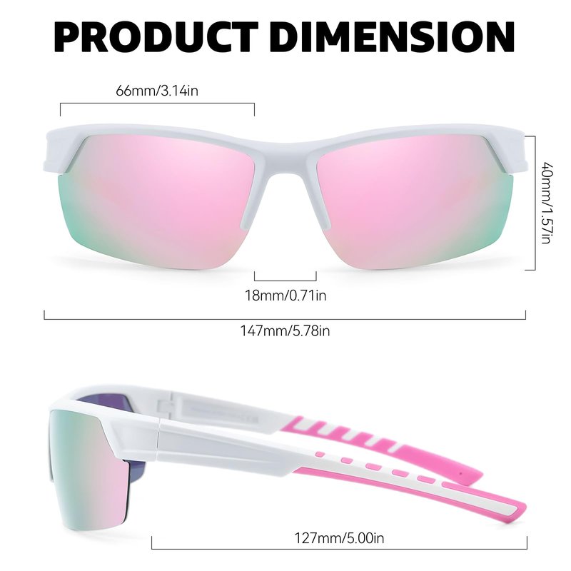 TJUTR Running Sunglasses for Women, Polarized Wrap Around Sun Glasses with UV400 Protection for Sports Cycling Golf TS3080
