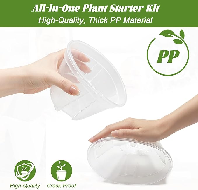 9 PCS Self Watering Pots for Indoor Plants Clear Nursery Pot with Drainage Holes Plastic Plant Pots and Deep Reservoir Bare Root Planter for Outdoor Plants and Flowers (4.73'', 5.91'', 7.09'')