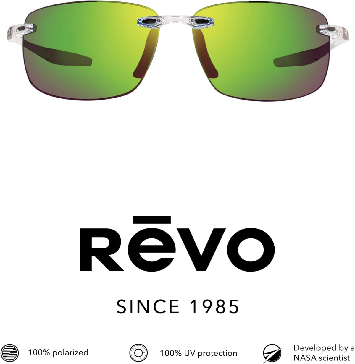 Polarized Rimless Rectangular Revo Descend N Sunglasses - Stylish UV Protection