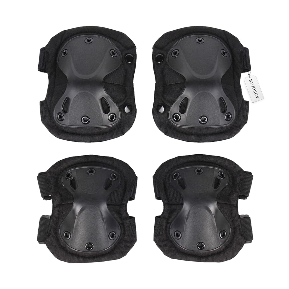 Tactical Knee & Elbow Pads Set - Heavy Duty Protective Gear with Adjustable Straps for Paintball & Outdoor Work (Pack of 4)