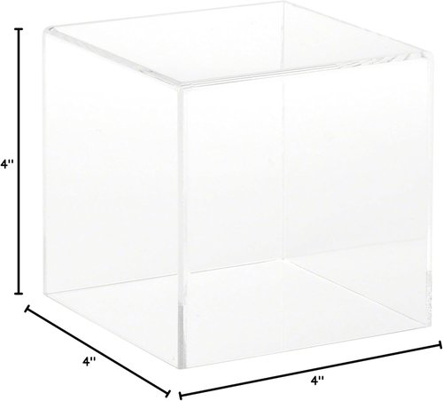 4x4 Clear Acrylic Display Case with Black Base - Premium Showcase for Collectibles