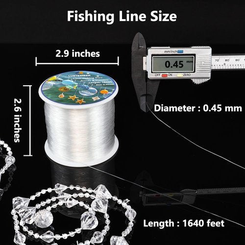 LUSTEMBER Fishing Wire, 1640 ft Clear Fishing Line, Strong Invisible String for Hanging Decorations, Balloons, Crafts, Jewelry Making, Beading, Bracelets and Necklaces
