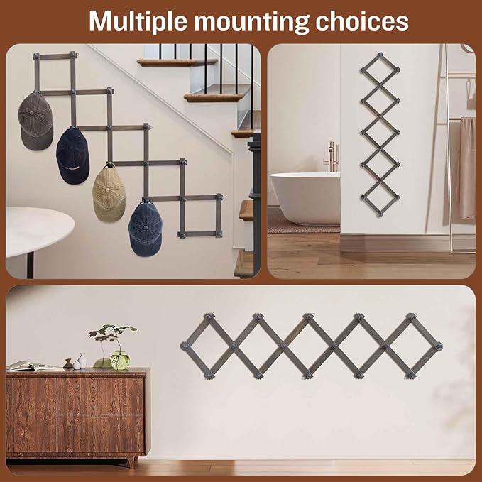 SCUNDA Rustic Wall Mounted Hat Rack
