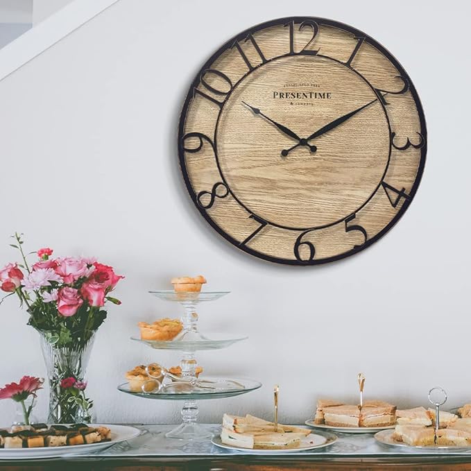 Presentime & Co 21" Farmhouse Series Wall Clock, Cottage Style, Vintage Design