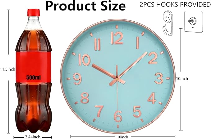 Modern Wall Clock, 10 Inch Digital Wall Clocks Battery Operated, Round Non