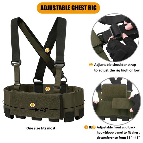 KRYDEX Tactical Chest Rig Elastic Rig Cummerbund with X Harness and Admin Pouch (RG)