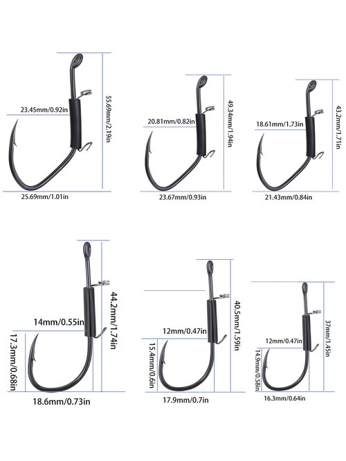 Fishing Hooks Set with Rubber Bands, 15/30 PCS Carbon Steel Barbed Hooks, 2 Sizes, for Catfish and Bass
