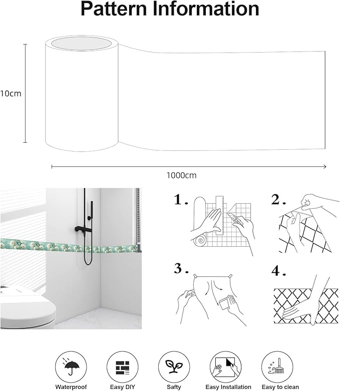 Wallpaper Border 3D Floral White Peony Peel and Stick Wall Border Self Adhesive