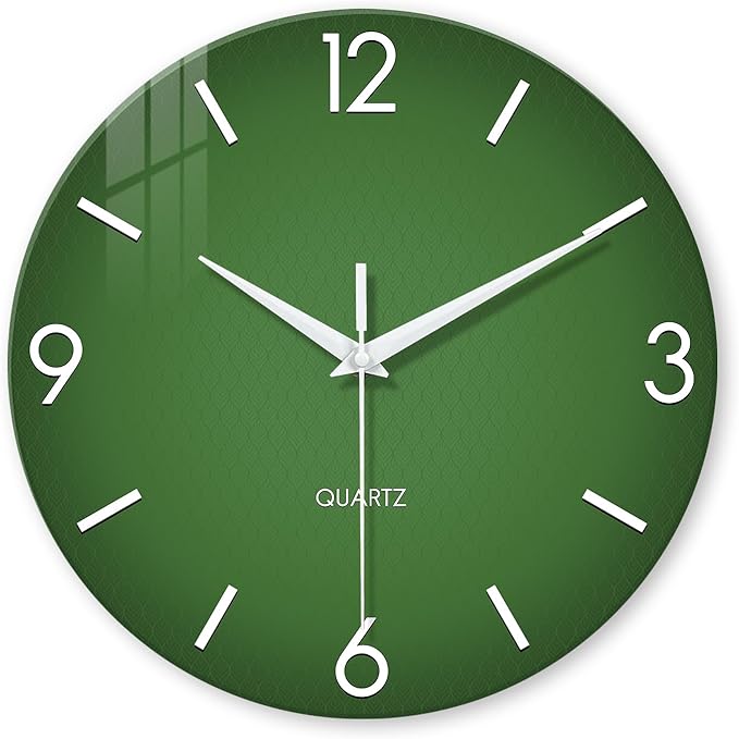 XFM Large Green Wall Clock 16 Inch Simple Wall Clock s Battery Operated Modern