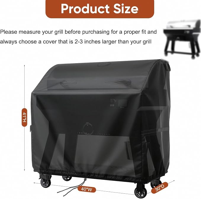 Grill Cover for Recteq SmokeStone 600 Griddle Grill, Heavy Duty Waterproof All-Weather Protection, Outdoor Fade Resistant BBQ Grill Cover (33" W x 41" D x 30" H)