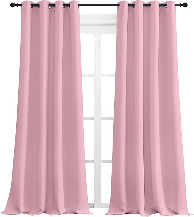 NICETOWN Crystal Pink Blackout Curtains 108" Long, 2 Pieces