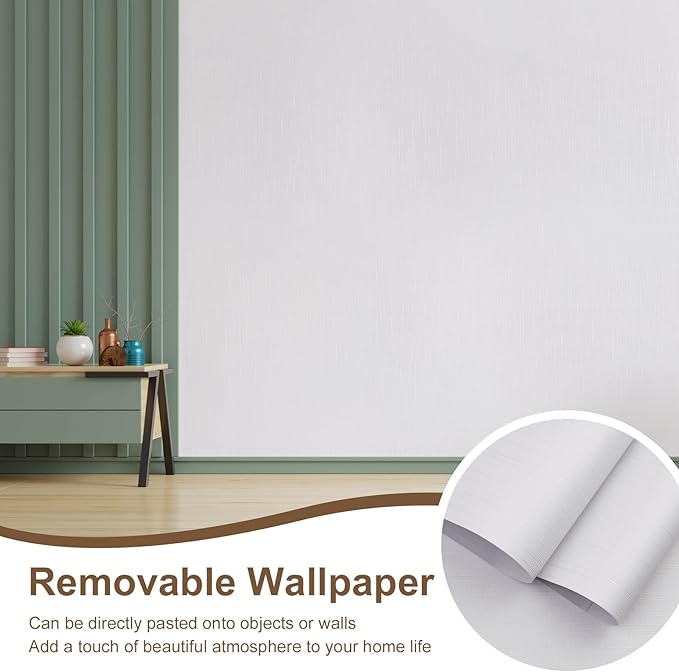 Grasscloth Peel and Stick Wallpaper White Gold Wallpaper15.7 x 118" Linen